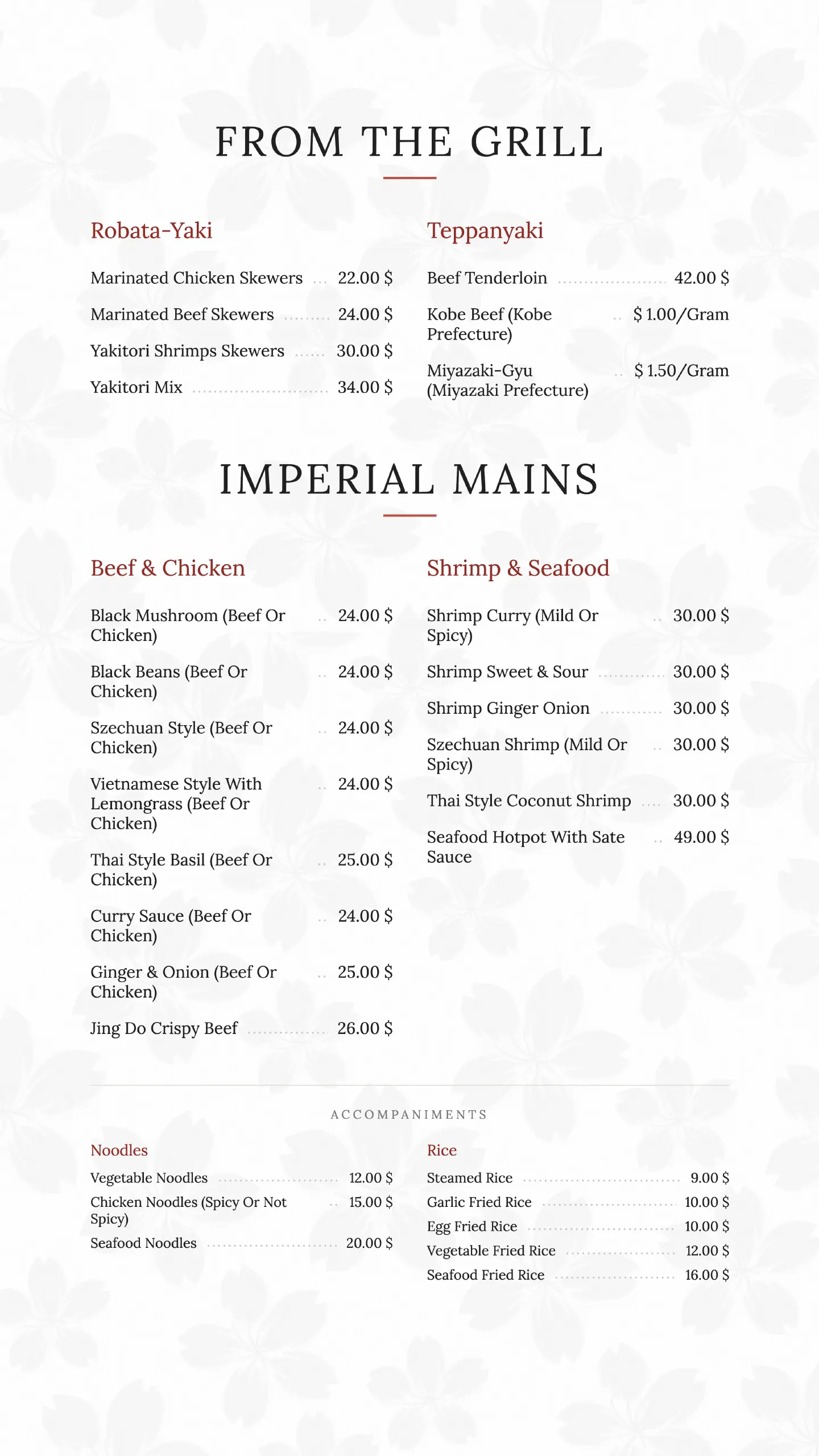 Shogun menu, page 7 of 15