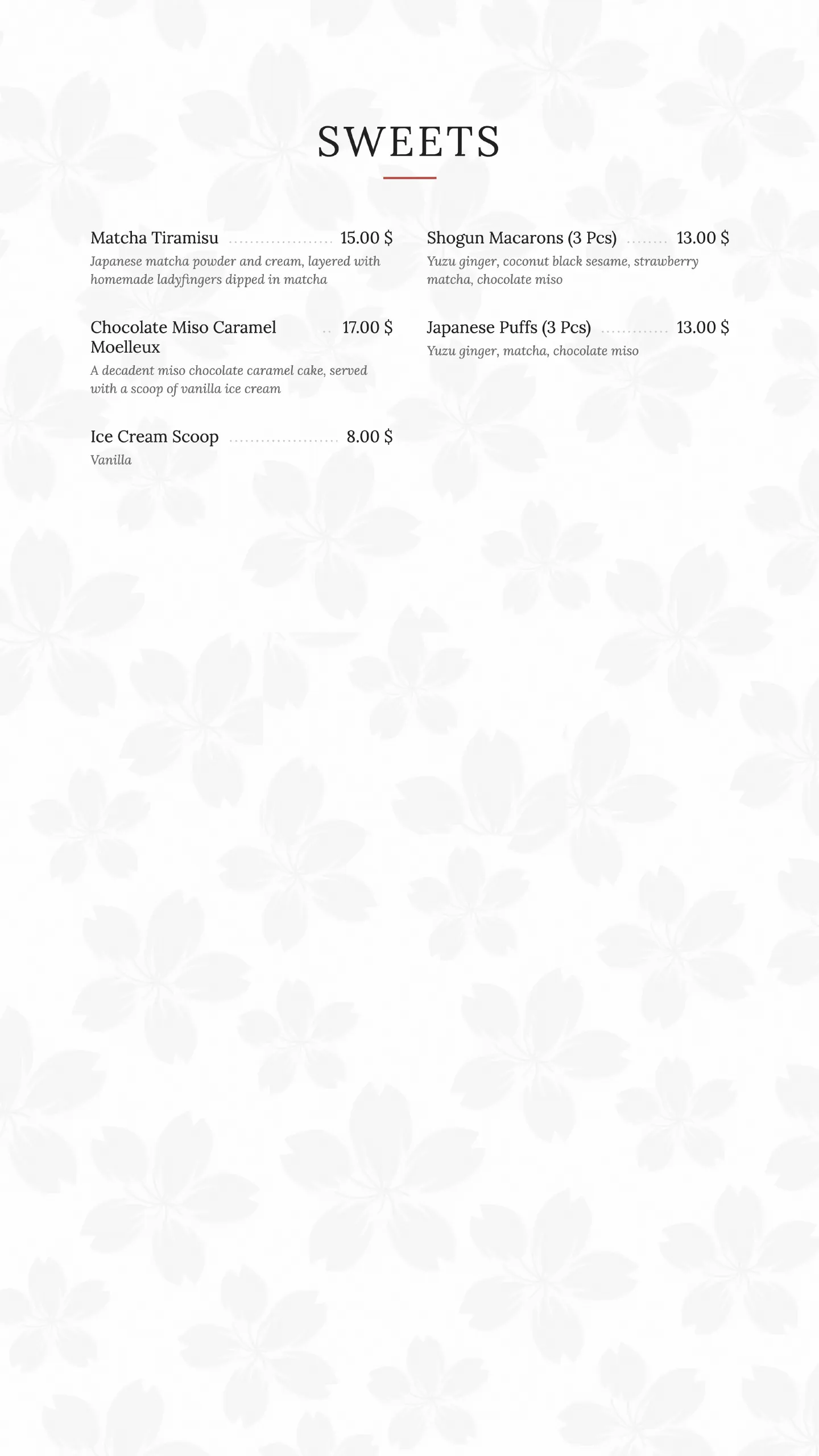 Shogun menu, page 8 of 15